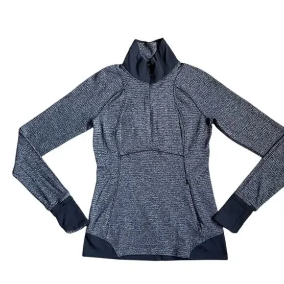 Lululemon Runderful 1/2 Zip Mini Check Pique Black Heathered Black / Black - Picture 4 of 11